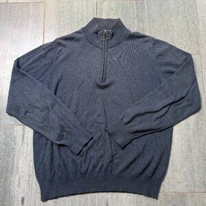 L.L. Bean Cashmere Blend 1/4 Zip Mock Neck Pullover Sweater Blue Gray Size Small
